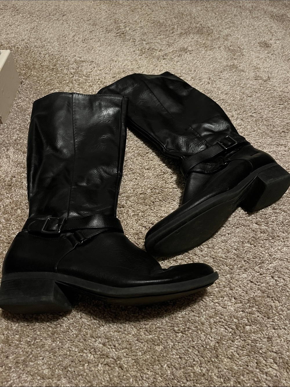 Women’s Wide Calf Black Tall Leather Riding Boots